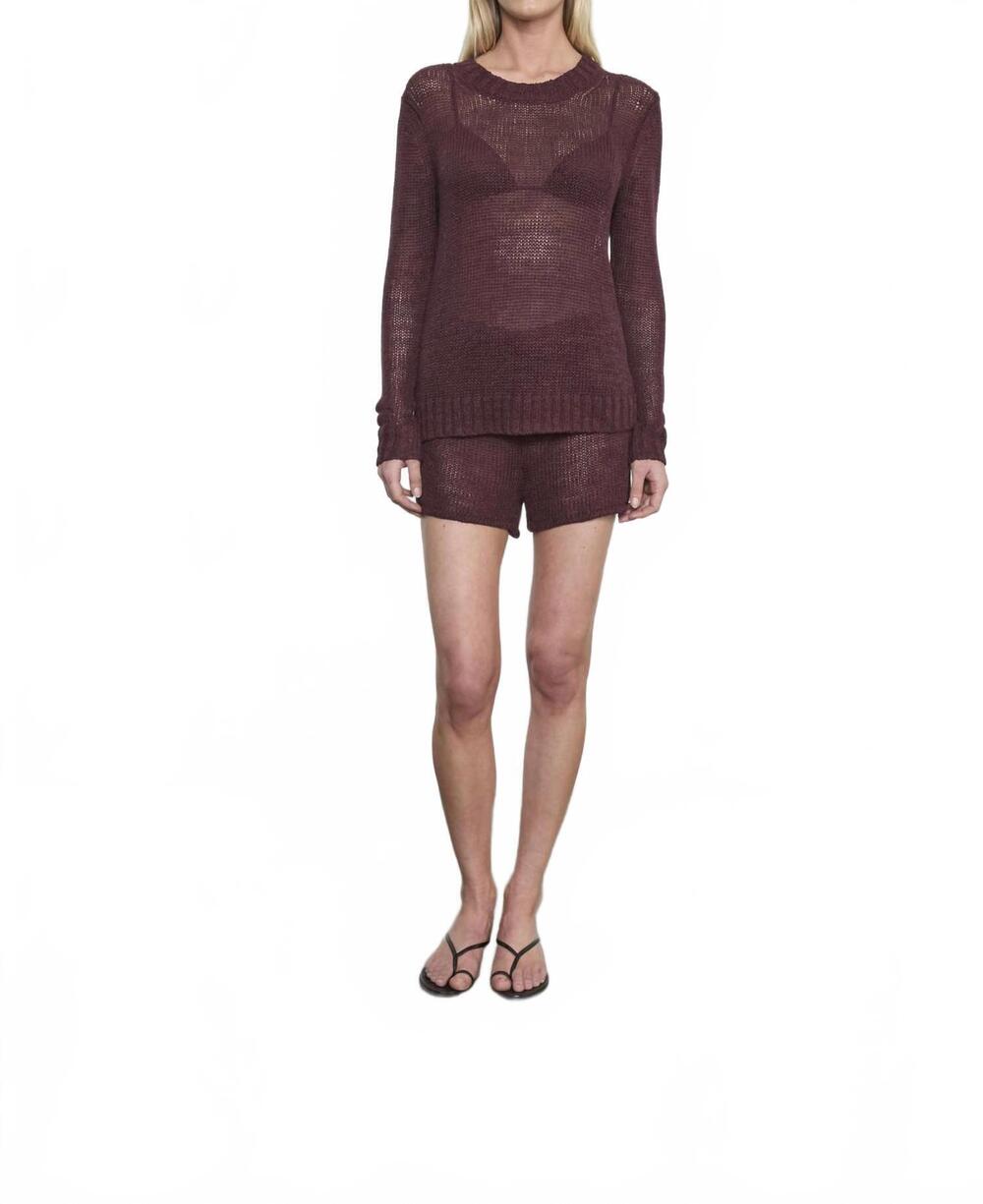 NEW ENZA COSTA linen open knit short in black orchid